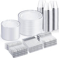 WELLIFE 600 PCS Silver Disposable Dinnerware Set by WELLIFE