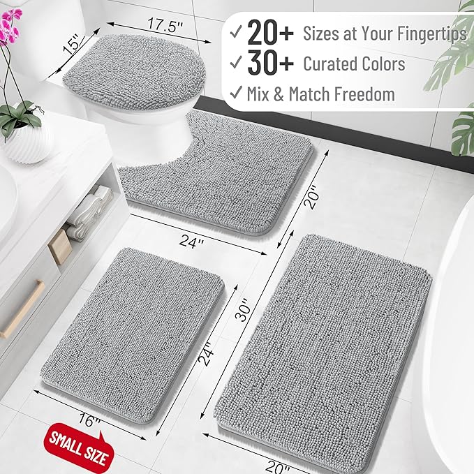 OLANLY Toilet Rugs U-Shaped 20x20, Extra Soft Absorbent Chenille Contour - Image 2