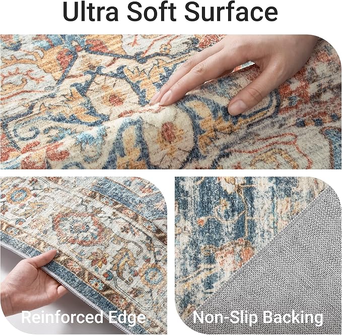 befbee 10x14 Area Rugs, Ultra-Thin Washable Rugs - Image 3