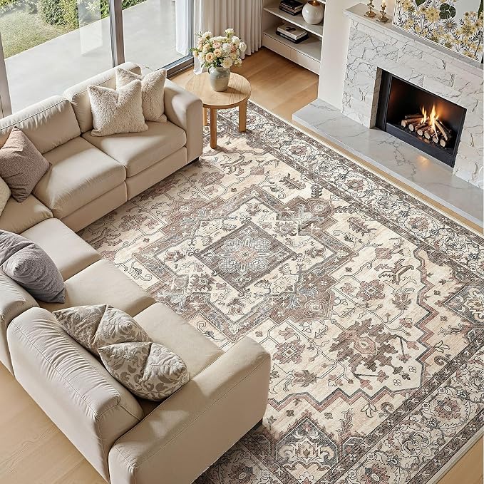 9x12 Area Rugs Living Room: Washable Vintage Rug Large Non-Slip Stain Resistant - Image 6