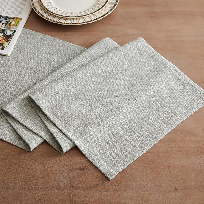 Rustic Cotton Linen Table Runner, 13x72 Inches Light Grey | Farmhouse Style - Image 2