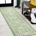 JONATHAN Y Boho Medallion Indoor Outdoor Runner Rug 2X8 Cream/Green, Malta by JONATHANY