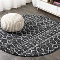 JONATHAN Y Boho Vintage Diamond Black/Ivory Round Area Rug 5 ft, Moroccan Hype by JONATHANY