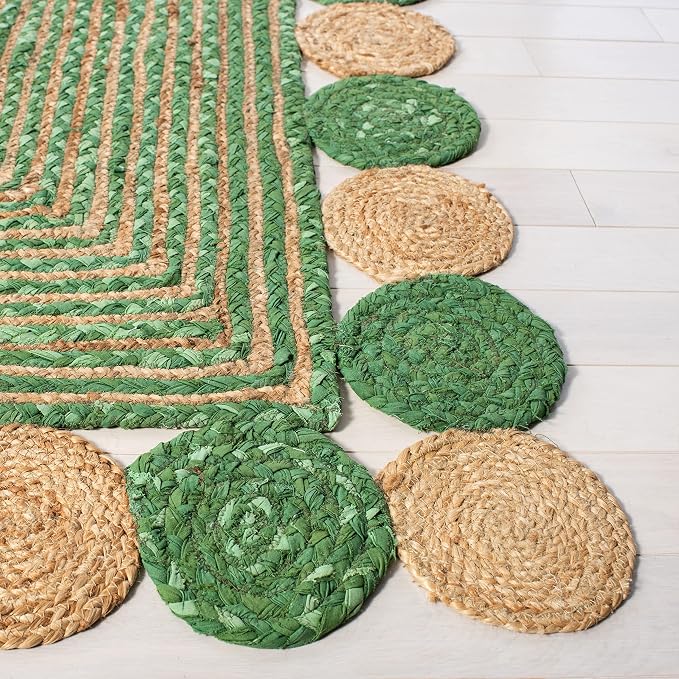 SAFAVIEH Cape Cod Collection 2' 3" x 8' Green / Natural CAP201Y Handmade Boho - Image 5