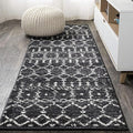 JONATHAN Y Boho Vintage Diamond Black/Ivory Runner Rug 2X20 ft, Moroccan Hype by JONATHANY