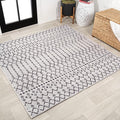 JONATHAN Y Moroccan Geometric Indoor Outdoor Square Area Rug 4X4 Cream/Black by JONATHANY