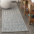 JONATHAN Y Moroccan Geometric Indoor Outdoor Runner Rug 2X20 Light Gray/Navy by JONATHANY