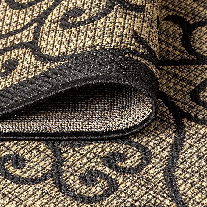 JONATHAN Y Vintage Filigree Indoor Outdoor Area Rug 8X10 Black/Khaki, Madrid - Image 8
