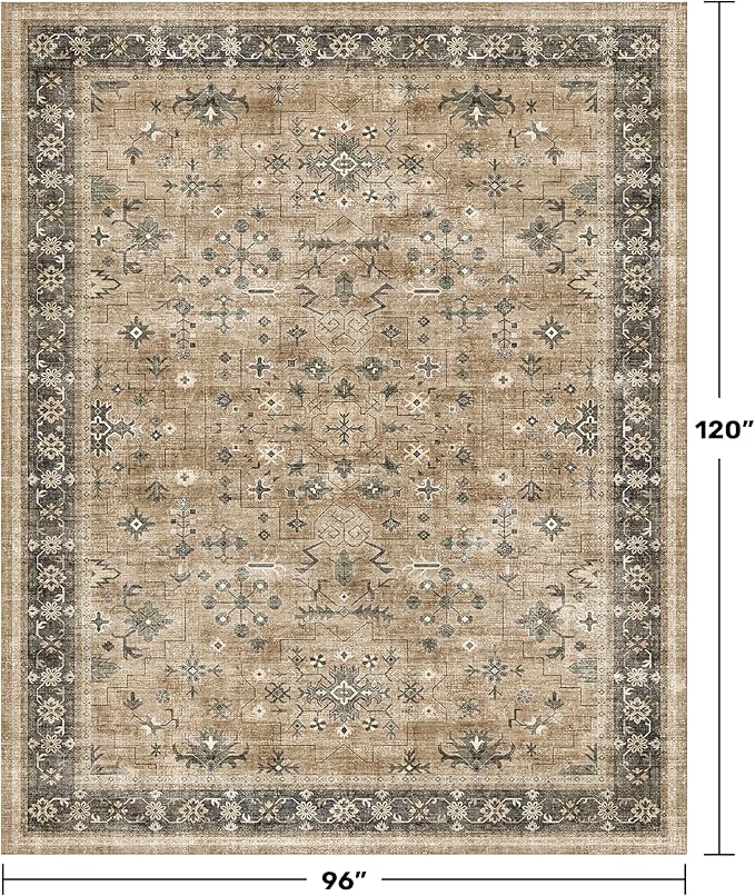 Taupe and Sage 8x10 Living Room Rug, Oriental Large Area Rug - Image 2