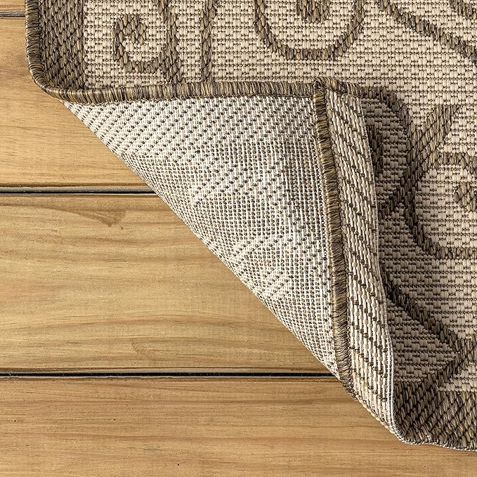 JONATHAN Y Vintage Filigree Indoor Outdoor Octagon Area Rug 8 Ft Beige/Brown - Image 5