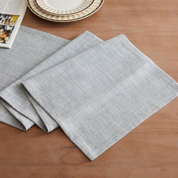 Rustic Cotton Linen Table Runner, 13x36 Inches Blue | Farmhouse Style Linen - Image 2