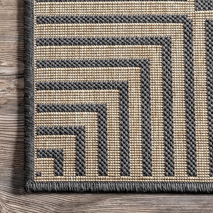 Nuloom Asha Dark Grey/Ivory, Striped Border, Soft and Cozy, High Traffic - Image 8