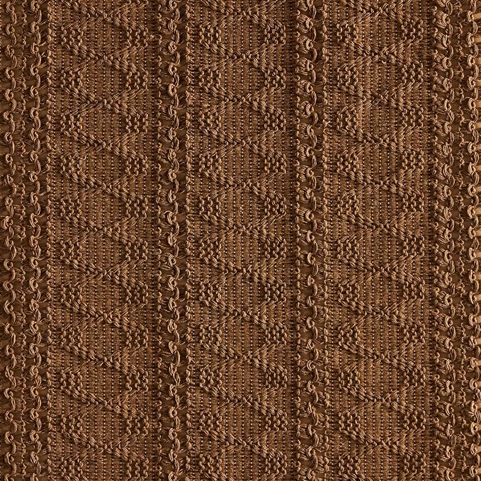 Macrame Style Boho Table Runner, 12x60 Inch Caramel | Woven Boho Table Runner - Image 6