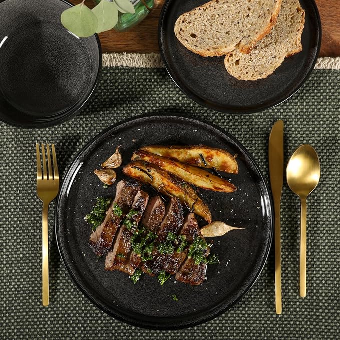 Gibson Elite Tahoe Sunset 12 Piece Stoneware Reactive Glaze Ceramic Plates and - Image 4