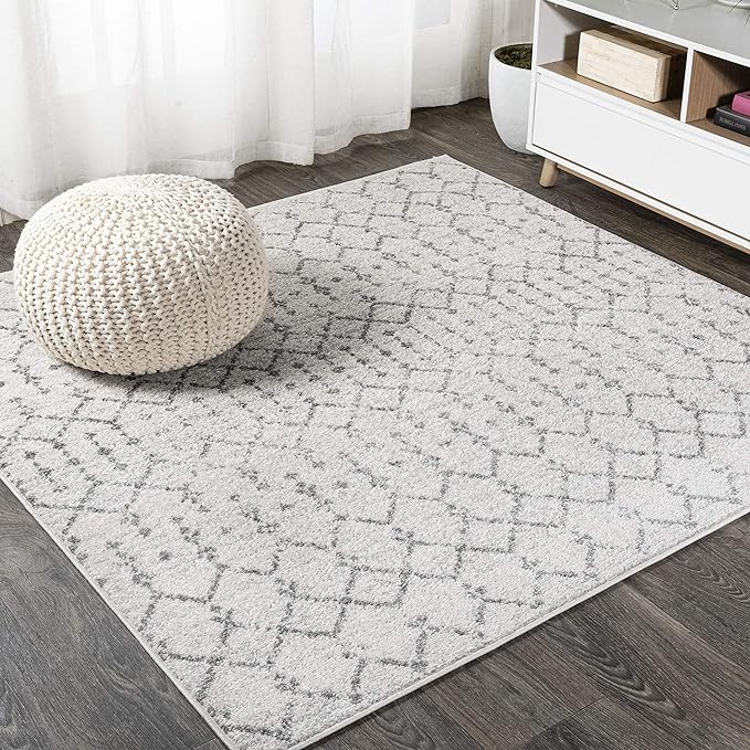 JONATHAN Y Boho Vintage Diamond Cream/Gray Square Area Rug 7X7 ft, Moroccan Hype by JONATHANY
