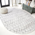 JONATHAN Y Boho Vintage Diamond Cream/Gray Oval Area Rug 3X5 ft, Moroccan Hype by JONATHANY