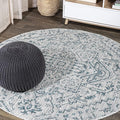 JONATHAN Y Boho Medallion Indoor Outdoor Round Area Rug 6 Ft Teal/Gray by JONATHANY