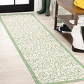 JONATHAN Y Vintage Filigree Indoor Outdoor Runner Rug 2X8 Cream/Green, Madrid by JONATHANY