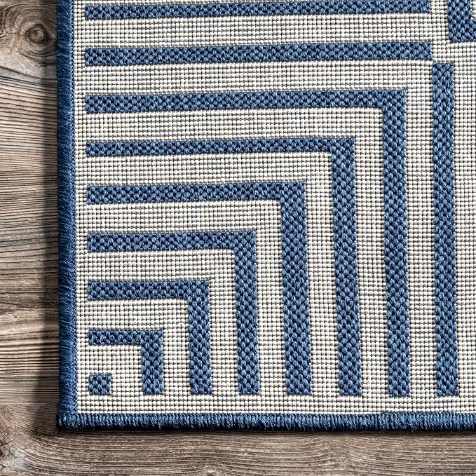 Nuloom Asha Navy/Ivory, Striped Border, Soft and Cozy, High Traffic, Easy Clean - Image 9