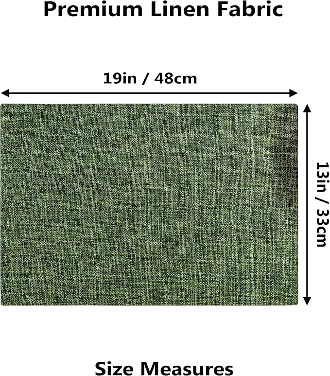 Demetex Cloth Placemats Green Set of 4 Vintage Textured Linen Place Mats Heat - Image 3