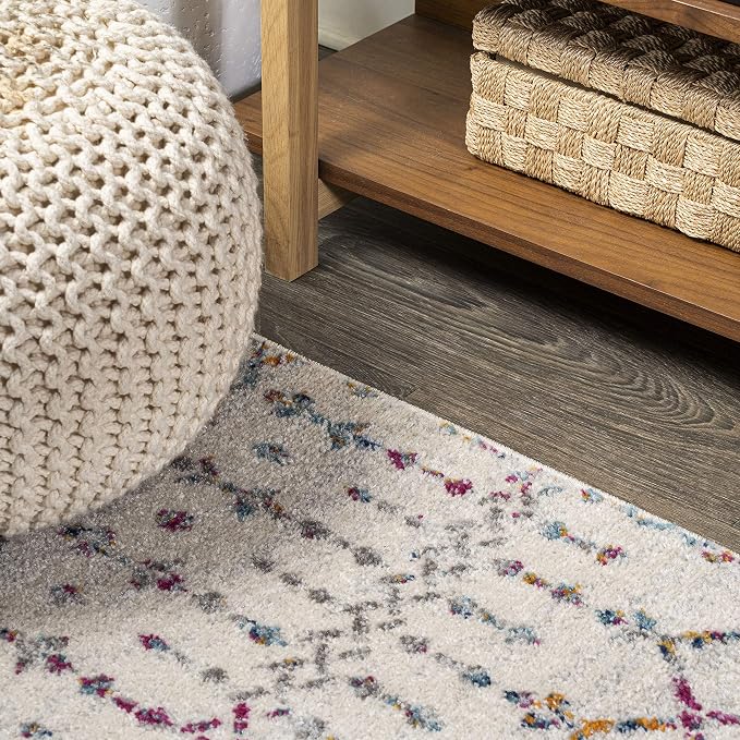 JONATHAN Y Boho Vintage Diamond Ivory/Multi Runner Rug 2X10 ft, Moroccan Hype - Image 4