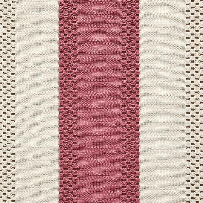 Macrame Style Bicolor Stitching Table Runner 14x72in Dusty Rose | Woven Boho - Image 6