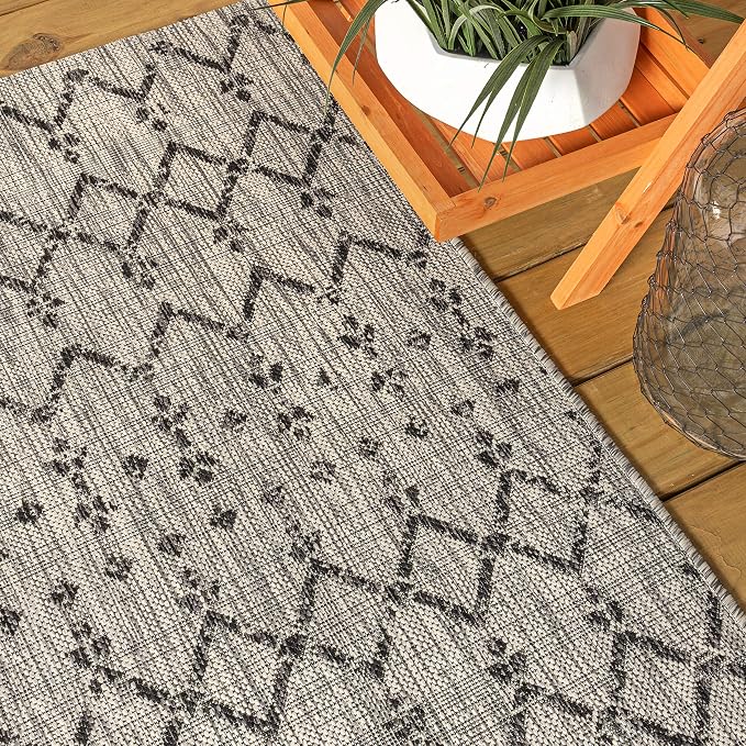 JONATHAN Y Moroccan Geometric Indoor Outdoor Round Area Rug 6 Ft Light - Image 4