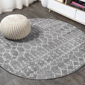JONATHAN Y Boho Vintage Diamond Gray/Ivory Round Area Rug 5 ft, Moroccan Hype by JONATHANY