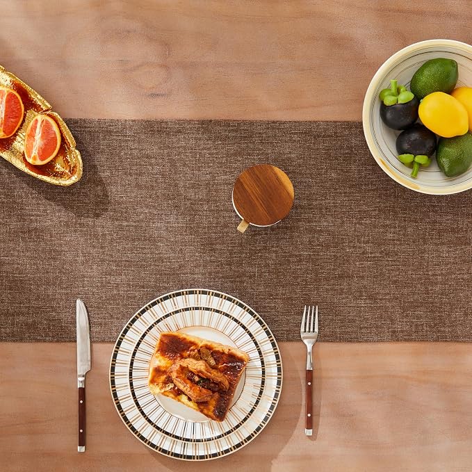 Rustic Cotton Linen Table Runner, 13x108 Inches Brown | Farmhouse Style Linen - Image 5