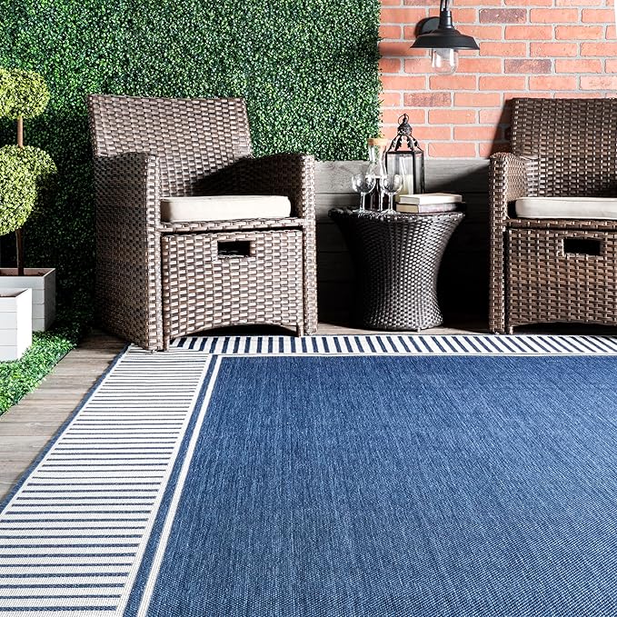 Nuloom Asha Navy/Ivory, Striped Border, Soft and Cozy, High Traffic, Easy Clean - Image 5