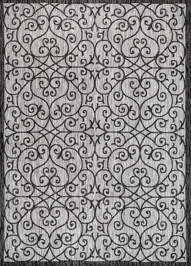 JONATHAN Y Vintage Filigree Indoor Outdoor Area Rug 3X5 Light Gray/Black - Image 8