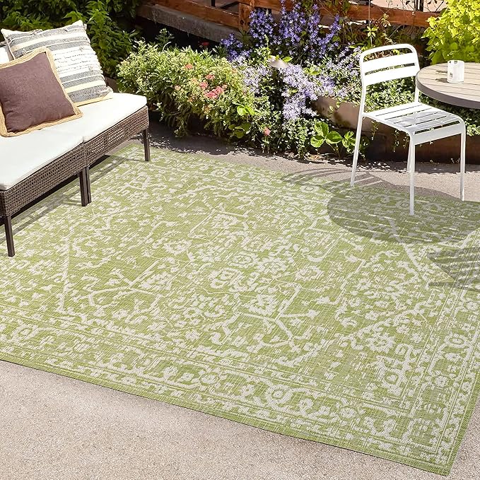 JONATHAN Y Boho Medallion Indoor Outdoor Area Rug 8X10 Green/Cream, Malta - Image 4