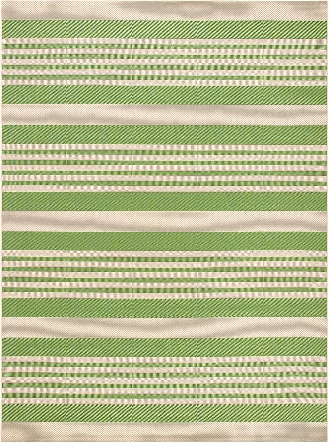 SAFAVIEH Courtyard Collection 8' x 11' Green/Beige CY6062 Stripe Indoor/ - Image 3