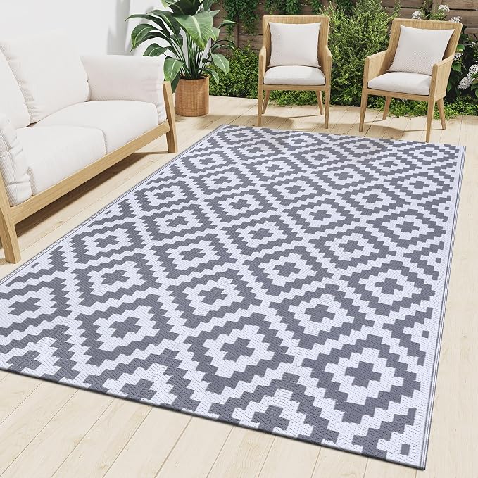Smiry Waterproof Outdoor Rug 9X18 ft, Reversible Plastic Straw Patio Camping by Smiry