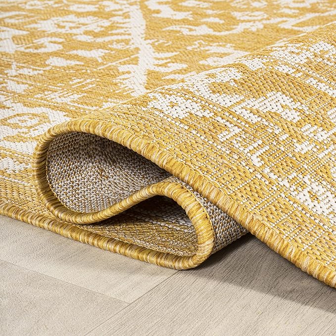JONATHAN Y Boho Medallion Indoor Outdoor Area Rug 8X10 Yellow/Cream, Malta - Image 6