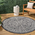 JONATHAN Y Boho Medallion Indoor Outdoor Round Area Rug 6 Ft Black/Gray by JONATHANY