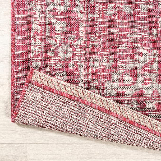 JONATHAN Y Boho Medallion Indoor Outdoor Area Rug 3X5 Fuchsia/Light Gray - Image 5