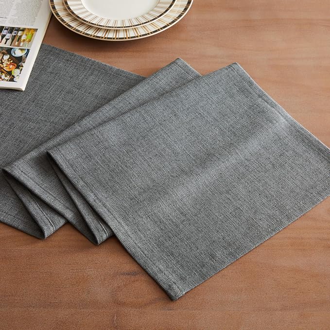 Rustic Cotton Linen Table Runner, 13x48 Inches Dark Grey | Farmhouse Style - Image 2