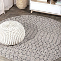 JONATHAN Y Moroccan Geometric Indoor Outdoor Round Area Rug 8 Ft Light by JONATHANY