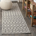 JONATHAN Y Moroccan Geometric Indoor Outdoor Runner Rug 2X14 Light Gray/Black by JONATHANY