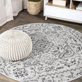 JONATHAN Y Boho Medallion Indoor Outdoor Round Area Rug 6 Ft Black/Gray by JONATHANY