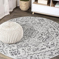 JONATHAN Y Boho Medallion Indoor Outdoor Round Area Rug 8 Ft Black/Gray by JONATHANY