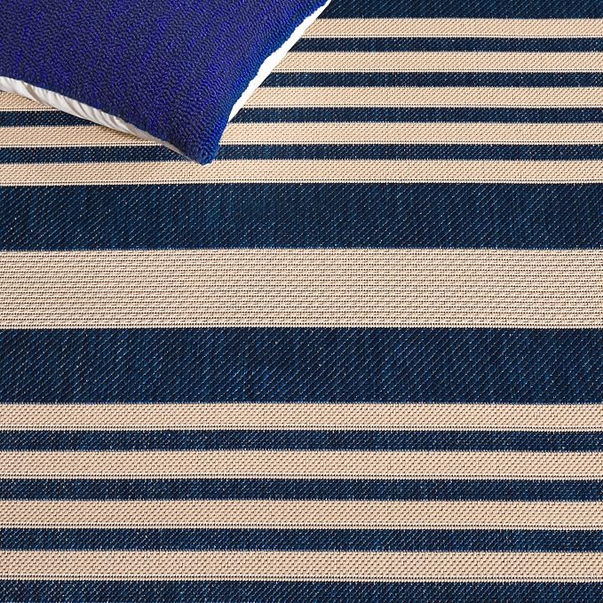 SAFAVIEH Courtyard Collection 2'3' x 18' Navy/Beige CY6062 Stripe Indoor/ - Image 6