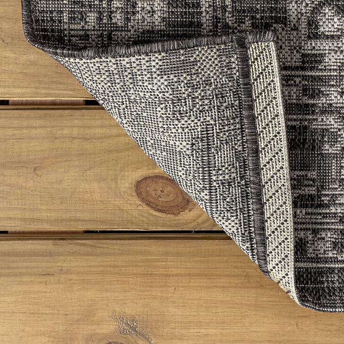 JONATHAN Y Boho Medallion Indoor Outdoor Square Area Rug 3X3 Black/Gray - Image 5