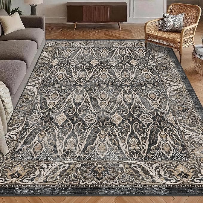 Washable Area Rug 6' x 9' Vintage Traditional Persian Mat by Unknown
