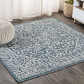JONATHAN Y Boho Medallion Indoor Outdoor Square Area Rug 8X8 Teal/Gray by JONATHANY