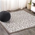 JONATHAN Y Vintage Filigree Indoor Outdoor Square Area Rug 9X9 Taupe/Espresso by JONATHANY