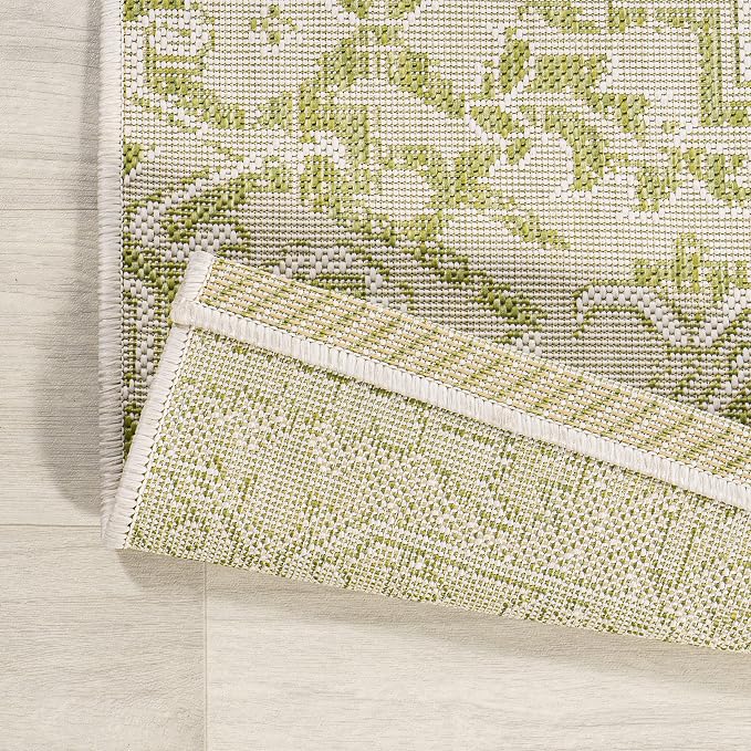 JONATHAN Y Boho Medallion Indoor Outdoor Area Rug 4X6 Cream/Green, Estrella - Image 5