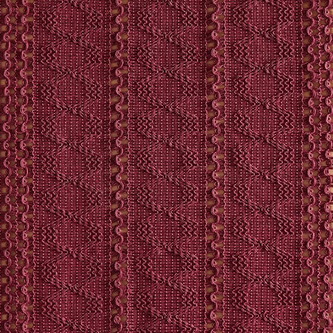 Macrame Style Boho Table Runner, 12x36 Inch Burgundy | Woven Boho Table Runner - Image 6