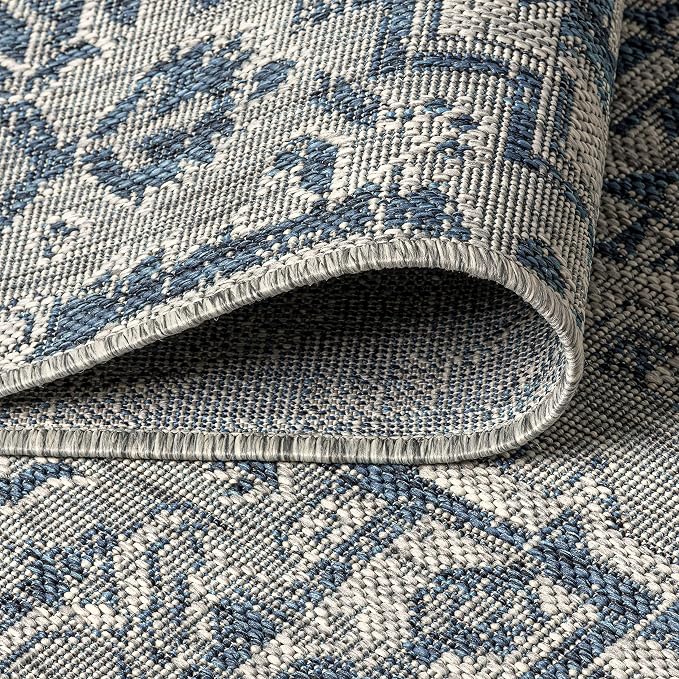 JONATHAN Y Boho Medallion Indoor Outdoor Square Area Rug 9X9 Navy/Gray - Image 5